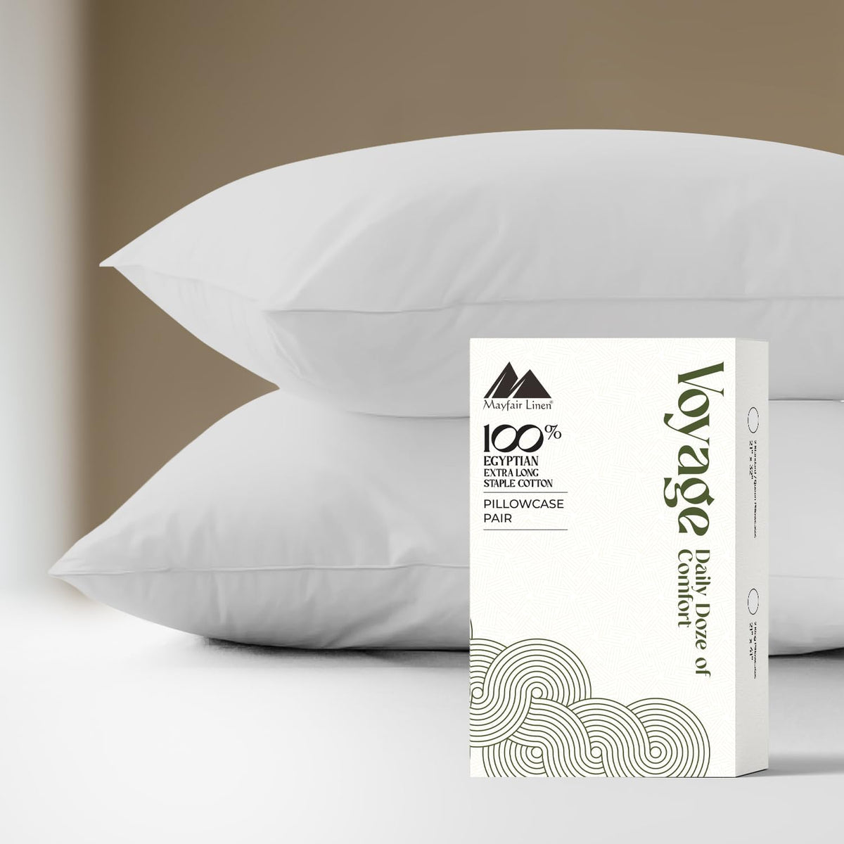 Mayfair Linen Pillow Cases Queen Size - Luxury 600 Series Egyptian Cotton Pillow Cases Queen Size Set of 2 (White), Soft, Cooling & Breathable Sateen Weave Hotel Pillowcovers - Voyage Collection