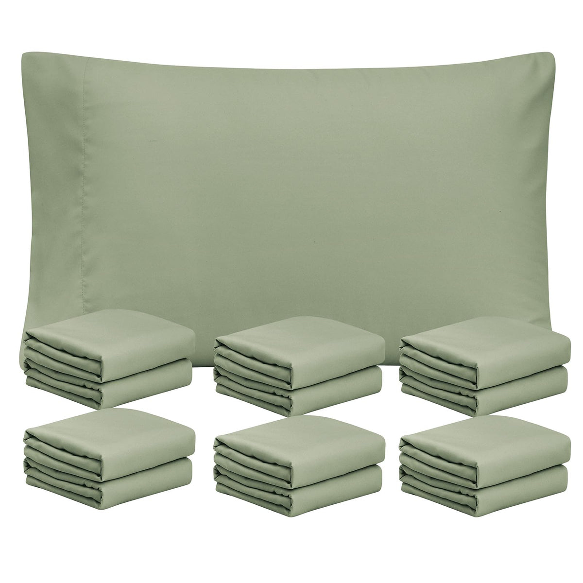 FreshCulture Sage Green Pillowcases Queen Size 2 Pack - Pillowcase Set - Envelope Closure - Soft Brushed Microfiber Fabric - 20x30 Inches Pillow Case Set of 2 for Home, Hotels, Schools