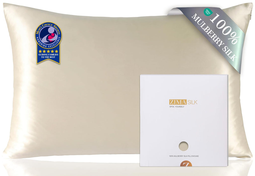 ZIMASILK 100% Pure Mulberry Silk Pillow Cases for Hair and Skin, Queen