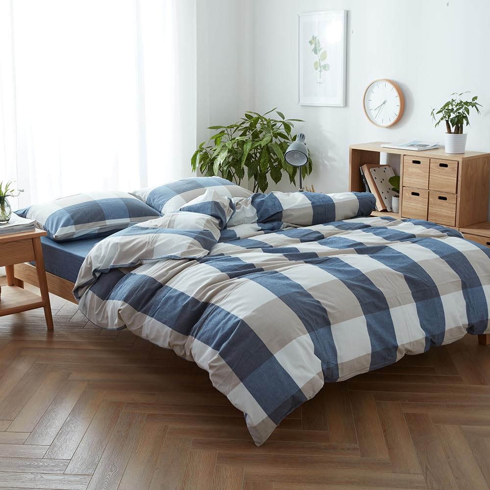 FACE TWO FACE Bedding Duvet Cover Set100% Washed Cotton Duvet Cover Linen Like Textured Breathable Durable Soft Comfy (Full, White)