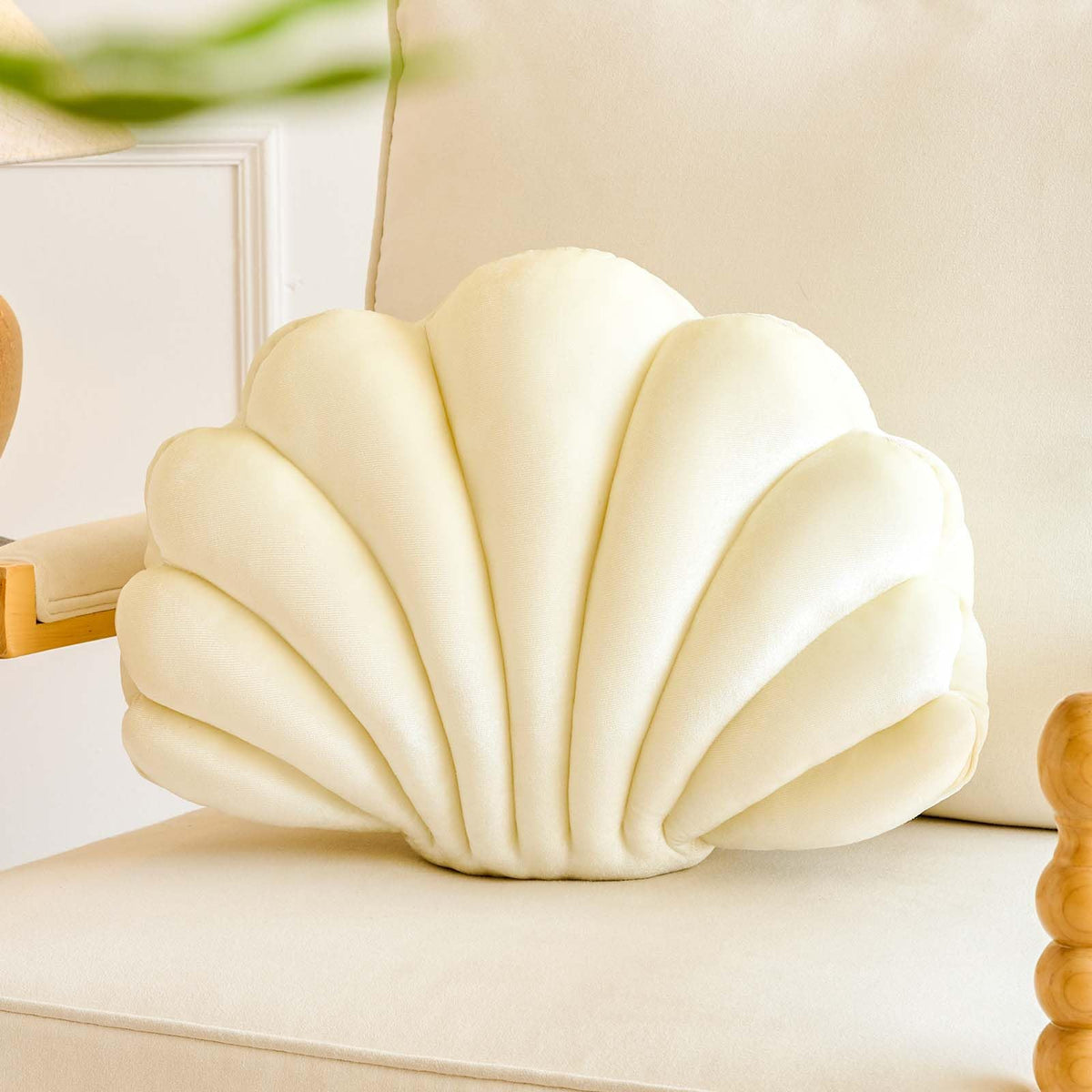 Lfsaaj Dusty Blue Seashell Throw Pillows, Shell Shaped Throw Pillows, 13 Inch Soft Home Decorative Pillow Plush Cushion for Bed Couch Living Sofa Room Decor Accent Throw Pillow
