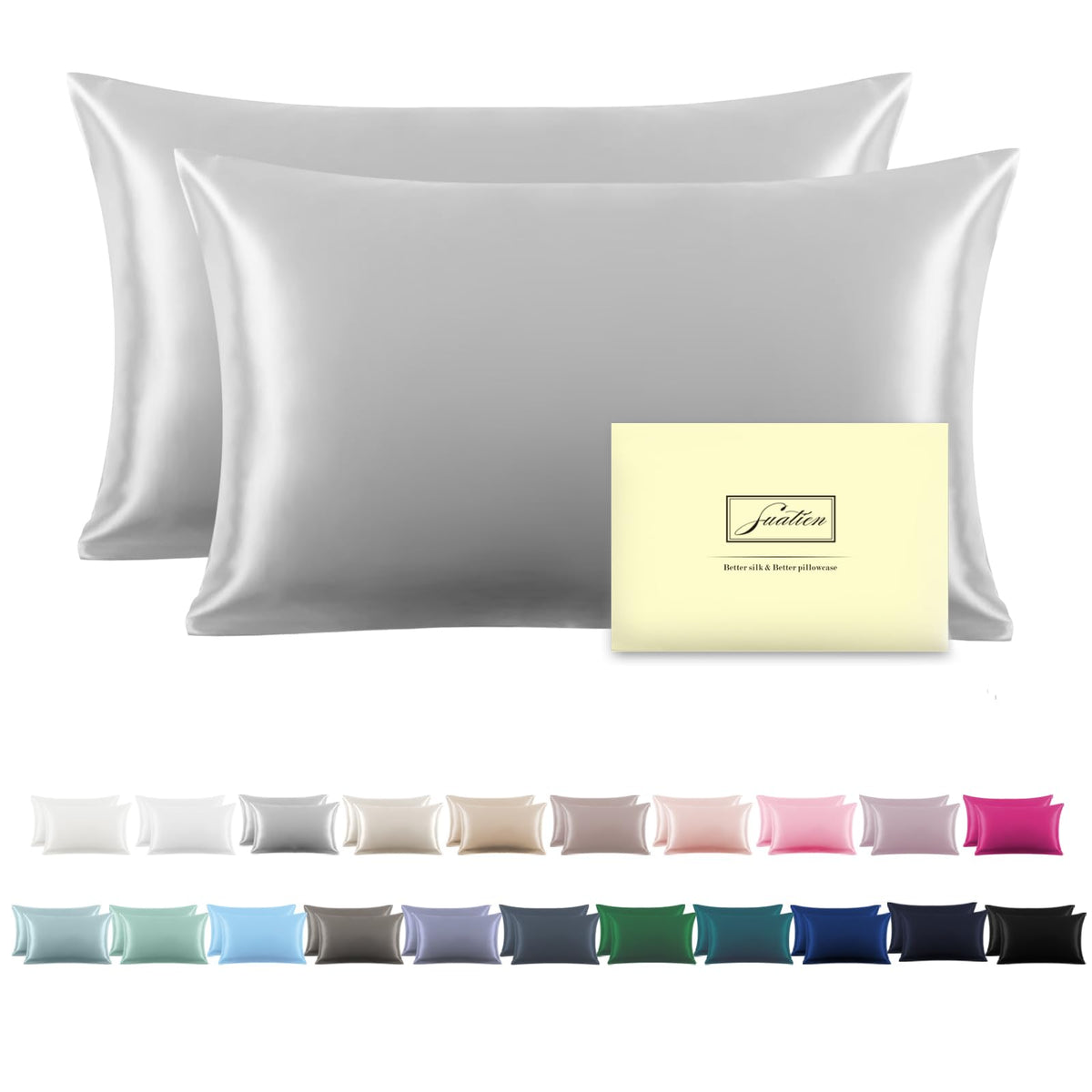 Mulberry Silk Pillowcase for Hair and Skin Standard Size 20"X 26" Pillow Case with Hidden Zipper Soft Breathable Smooth Cooling Silk Pillow Covers for Sleeping (Haze Blue,Standard,1Pcs)