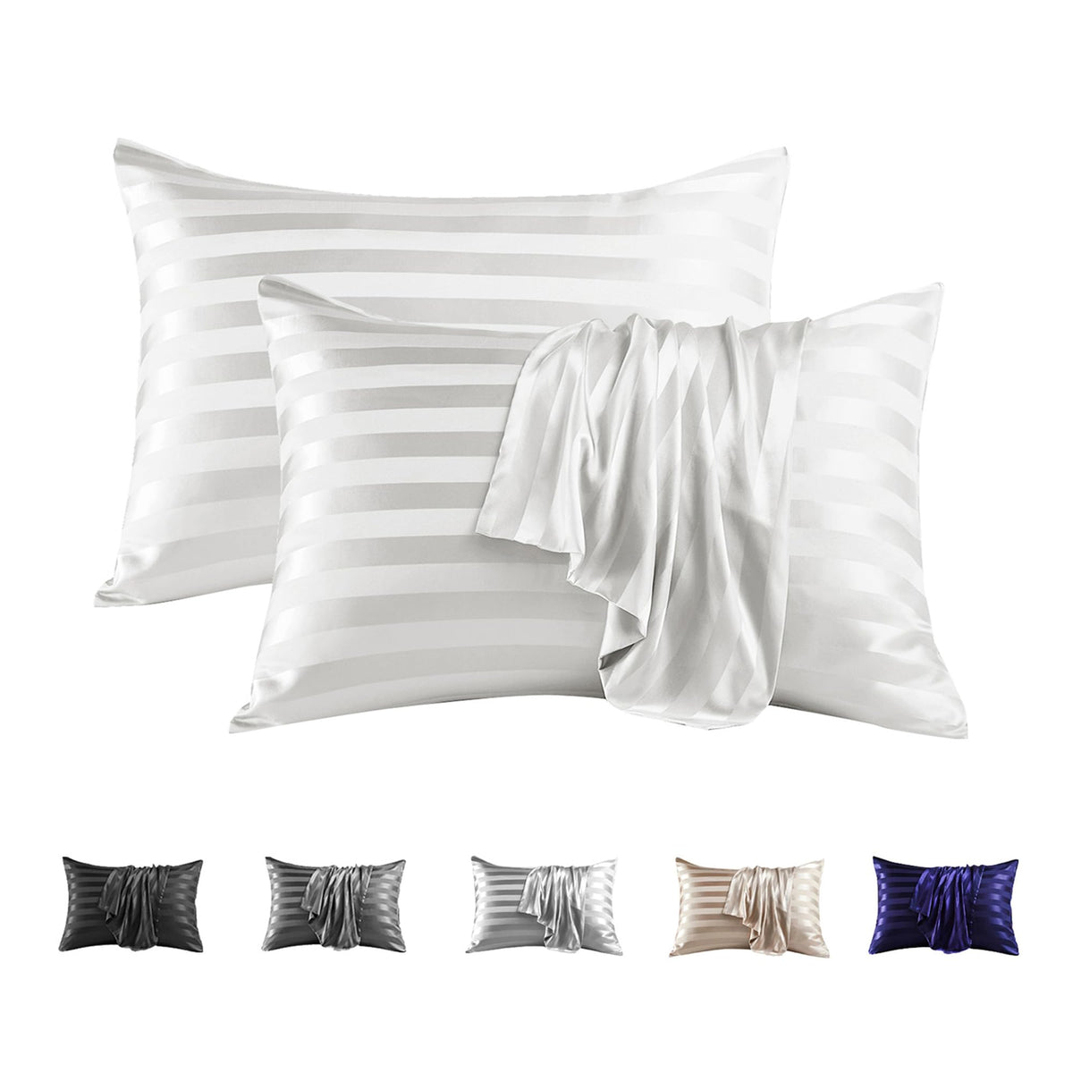 MR&HM Satin Pillowcase 2 Pack, Queen Size 20"x30", Black