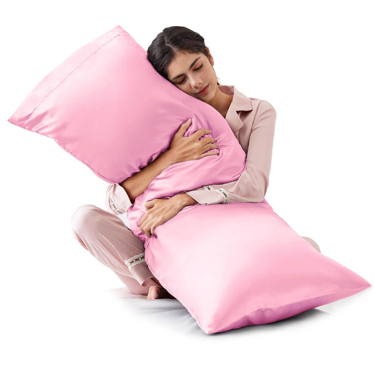 Love's cabin Satin Pillowcase Set of 2 Queen Size 20x30, Cooling Pillow Covers for Hair and Skin, Silky Smooth with Envelope Closure, Similar to Silk, Black