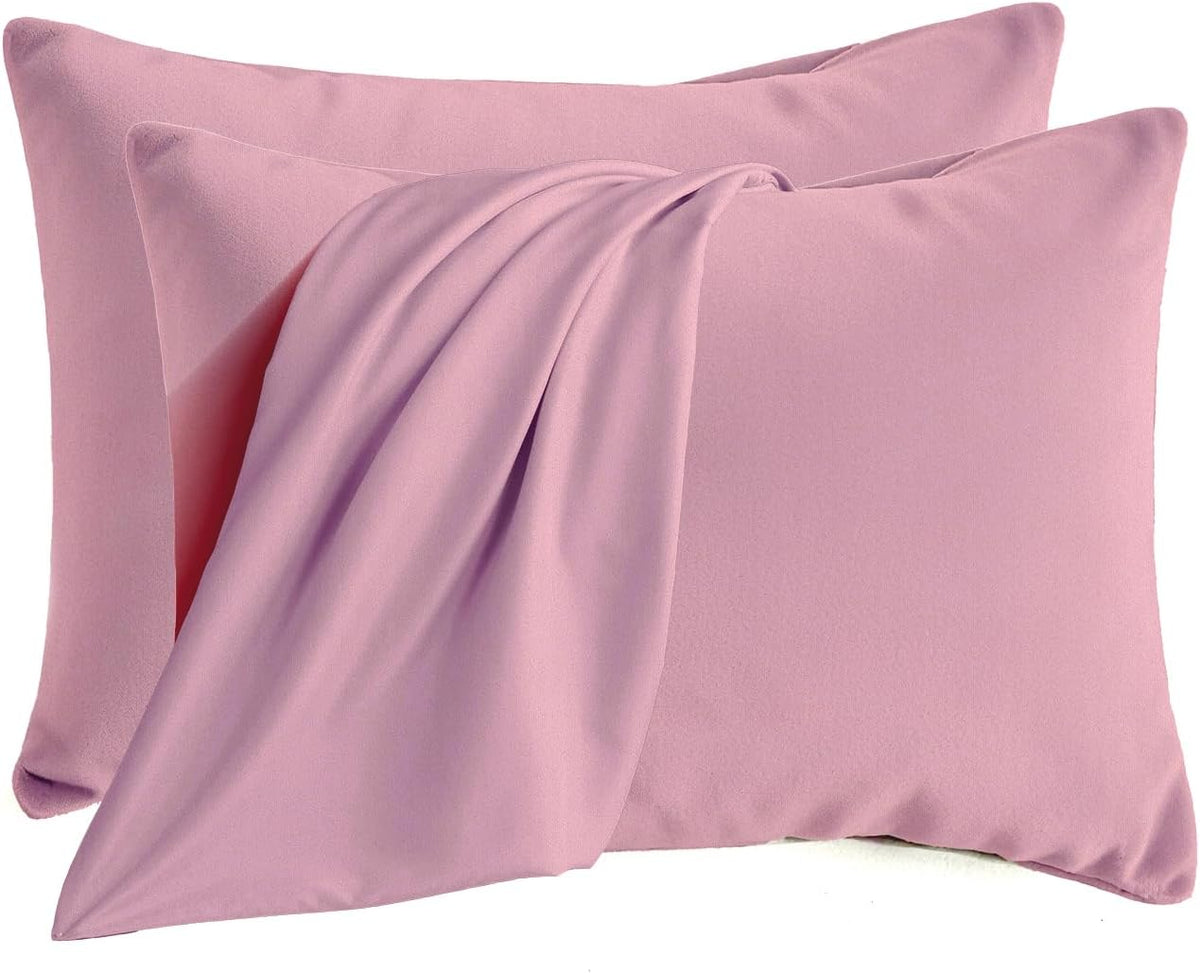 Set of 2 Brushed Microfiber Pillowcases 20x26 inch Pink