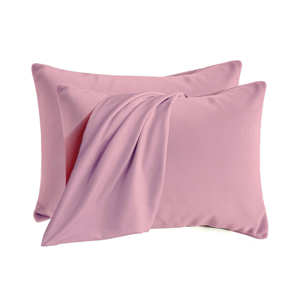 Set of 2 Brushed Microfiber Pillowcases 20x26 inch Pink
