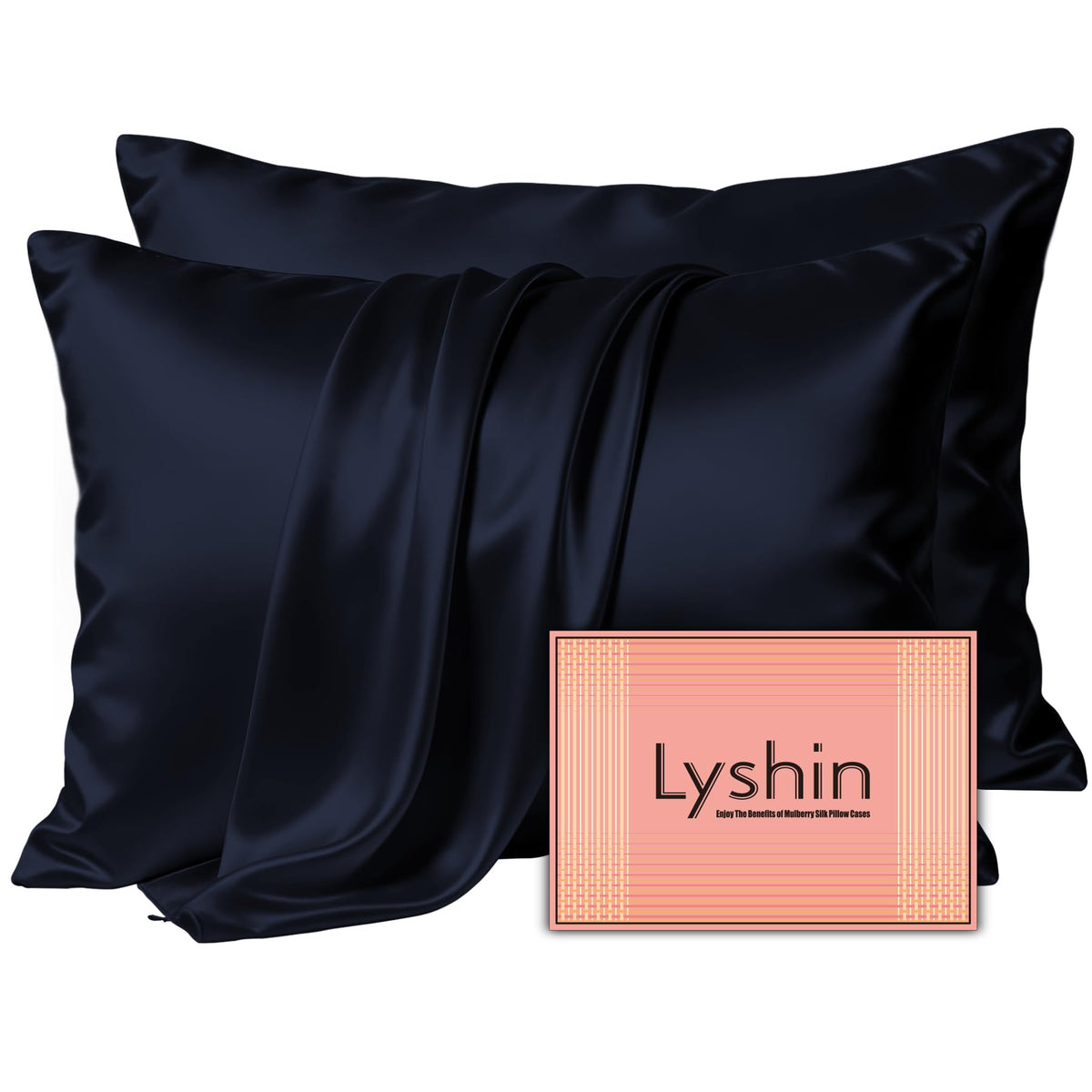 LYSHIN White Silk Pillow Cases Standard Size with Hidden Zipper