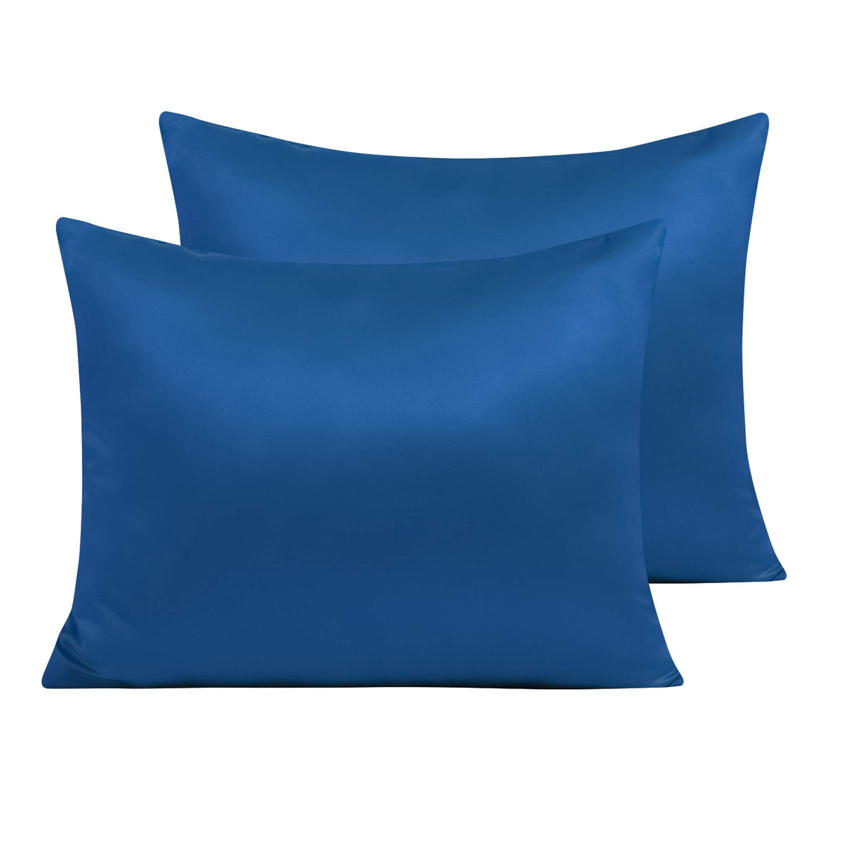 NTBAY Standard Satin Pillowcases, Set of 2, Zipper, Black