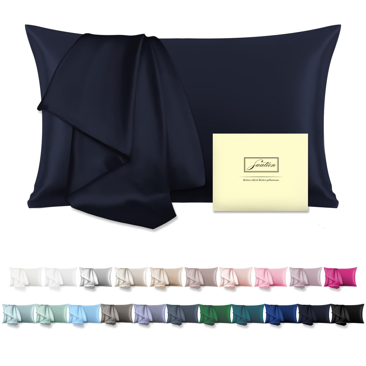 Mulberry Silk Pillowcase for Hair and Skin Standard Size 20"X 26" Pillow Case with Hidden Zipper Soft Breathable Smooth Cooling Silk Pillow Covers for Sleeping (Haze Blue,Standard,1Pcs)