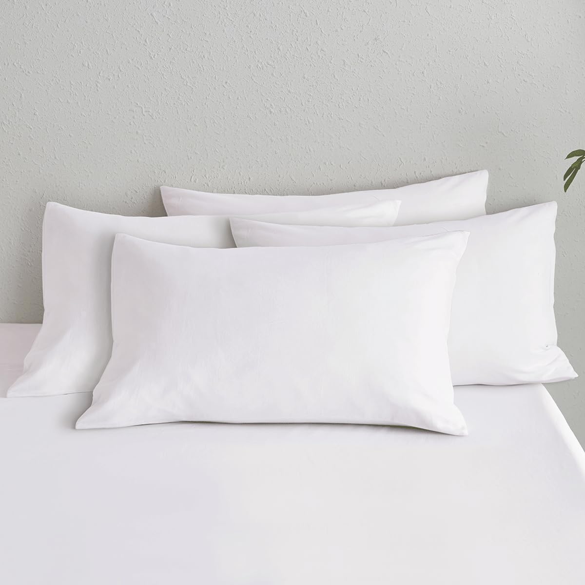 MOOMEE Pillowcase Set of 2 100% Washed Cotton Linen-Like Standard