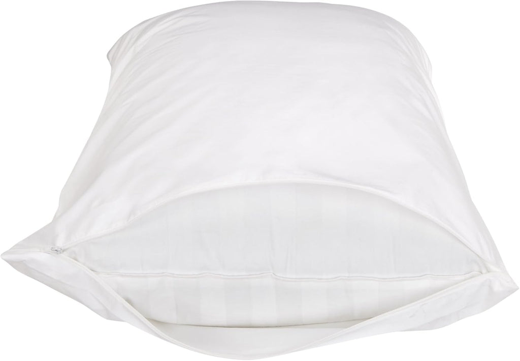 Amazon Basics King Pillow Protector with Zipper, Breathable 100% Cotton Hypoallergenic, Tight Weave, Machine Washable, White, 37 x 21 Inches, Pillows Not Included