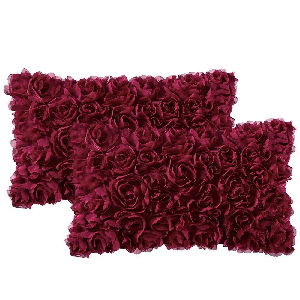 MIULEE Decorative Rose Flower Pillow Cover Pack of 1 Peach Pink 12x20 Inch