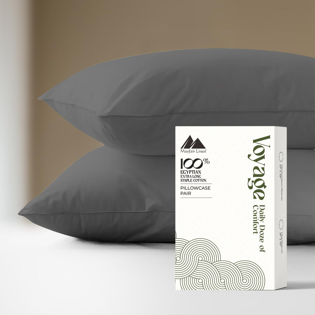Mayfair Linen Pillow Cases Queen Size - Luxury 600 Series Egyptian Cotton Pillow Cases Queen Size Set of 2 (White), Soft, Cooling & Breathable Sateen Weave Hotel Pillowcovers - Voyage Collection