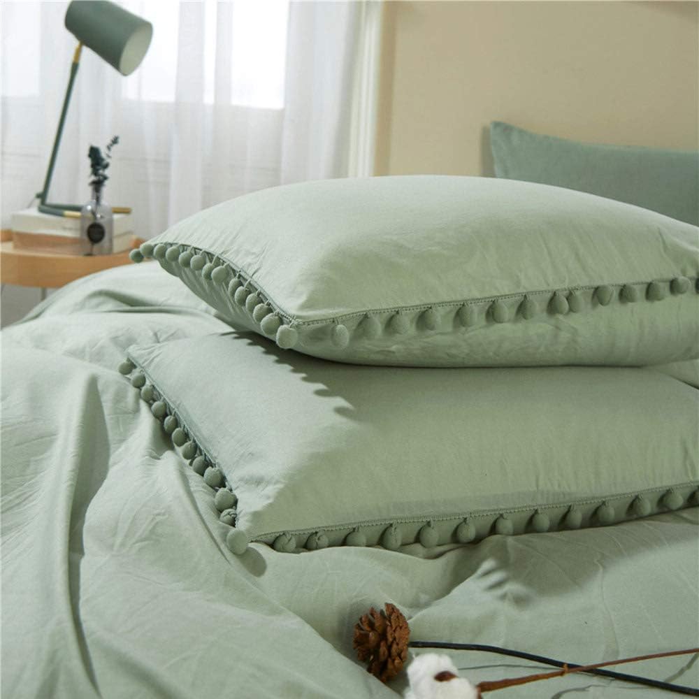 ETDIFFE Sage Green Boho Duvet Cover Set Queen Size, 3 Piece, 90x90 Inch