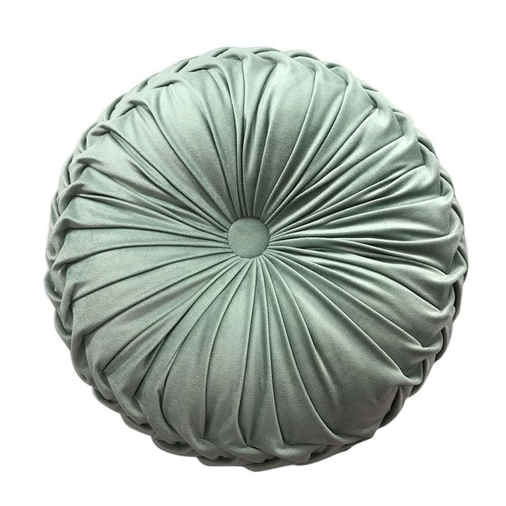 Teieas Round Pillows Velvet Pleated Circle Pillow Floor Pillows Burgundy