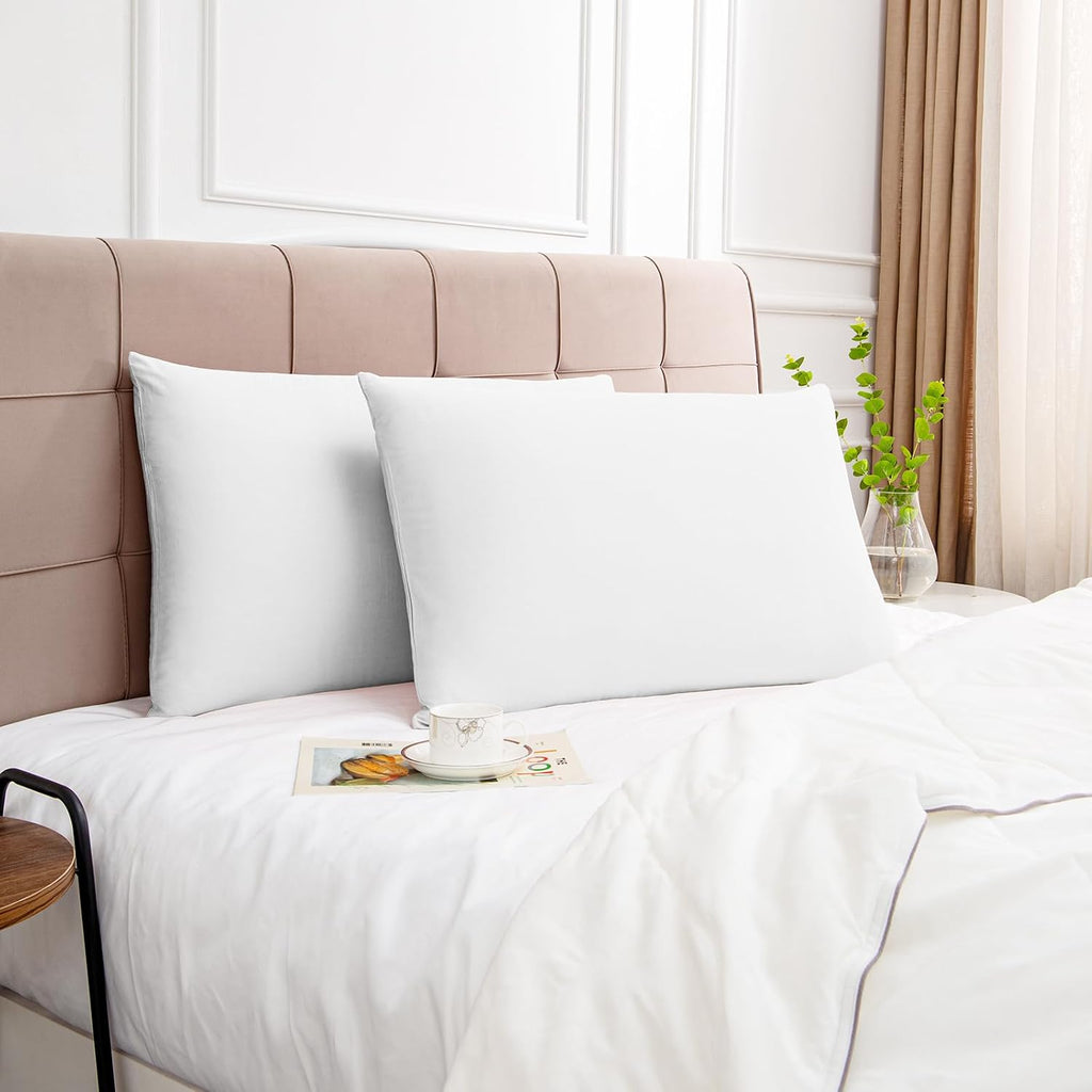 Deep Dream 100% Cotton Pillow Cases Standard Size Set of 2, 600 Thread Count Cotton Pillowcases Standard, White Pillow Cases Set of 2 with Envelop Closure, 20x26 Inches