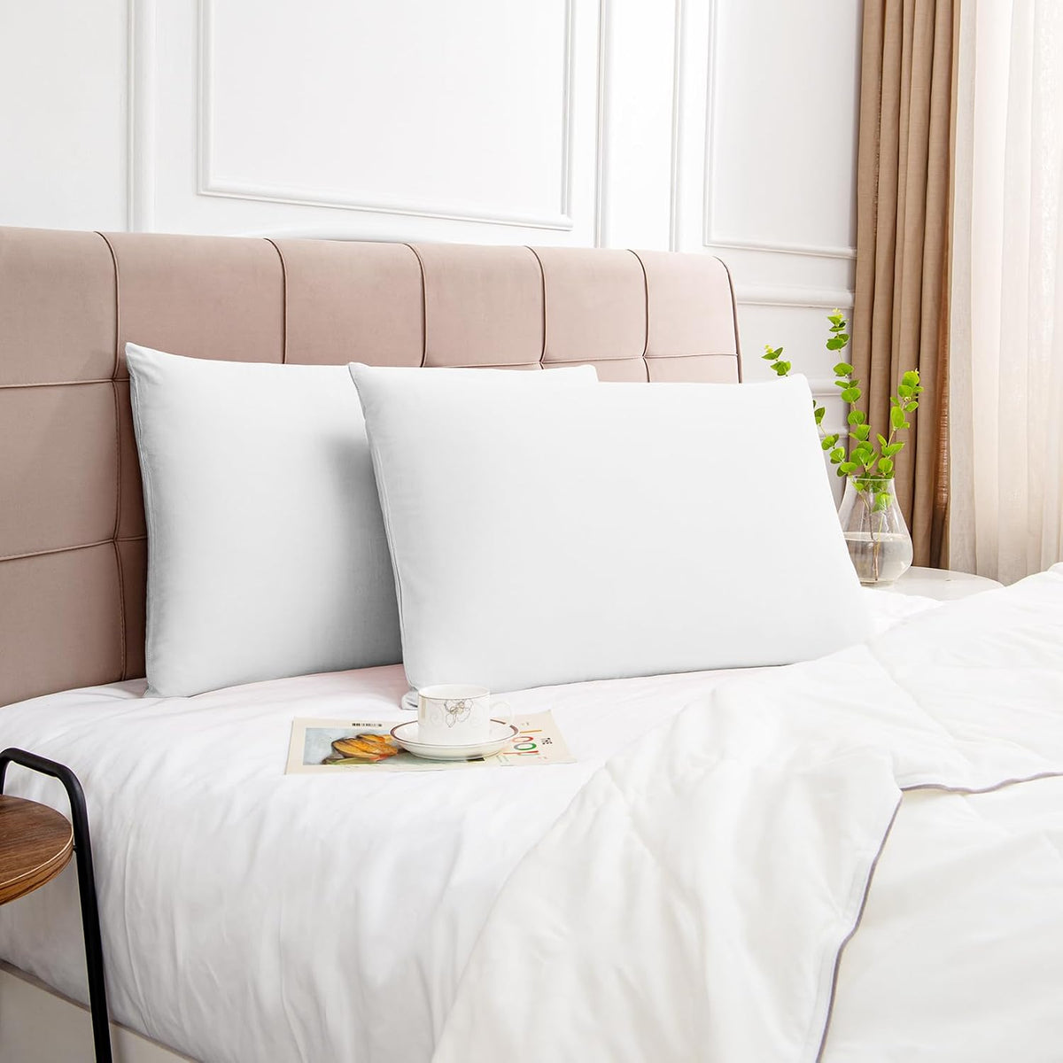 Deep Dream 100% Cotton Pillow Cases Standard Size Set of 2, 600 Thread Count Cotton Pillowcases Standard, White Pillow Cases Set of 2 with Envelop Closure, 20x26 Inches