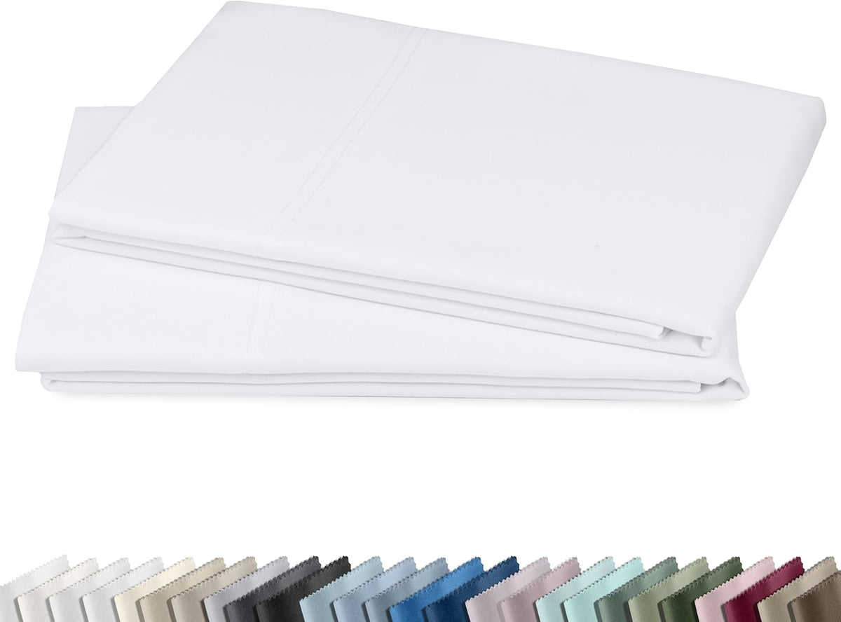 CALIFORNIA DESIGN DEN Luxuriously Soft Hotel Quality 600 Thread Count, 100% Cotton Set of 2 Cases, Crisp & Cool White Standard Pillow Cases Fits Standard & Queen Pillows (Bright White)
