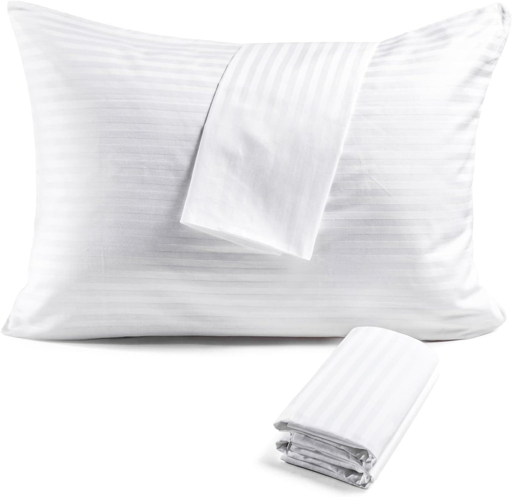 FAUNNA 600TC 100% Cotton Pillow Protectors, Standard Size (20x26), 4 Pack