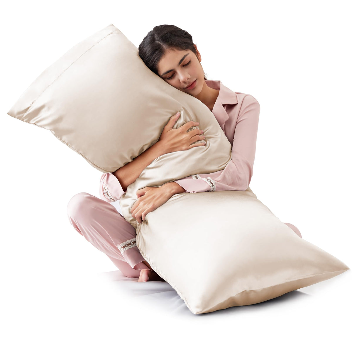 Love's cabin Satin Pillowcase Set of 2 Queen Size 20x30, Cooling Pillow Covers for Hair and Skin, Silky Smooth with Envelope Closure, Similar to Silk, Black