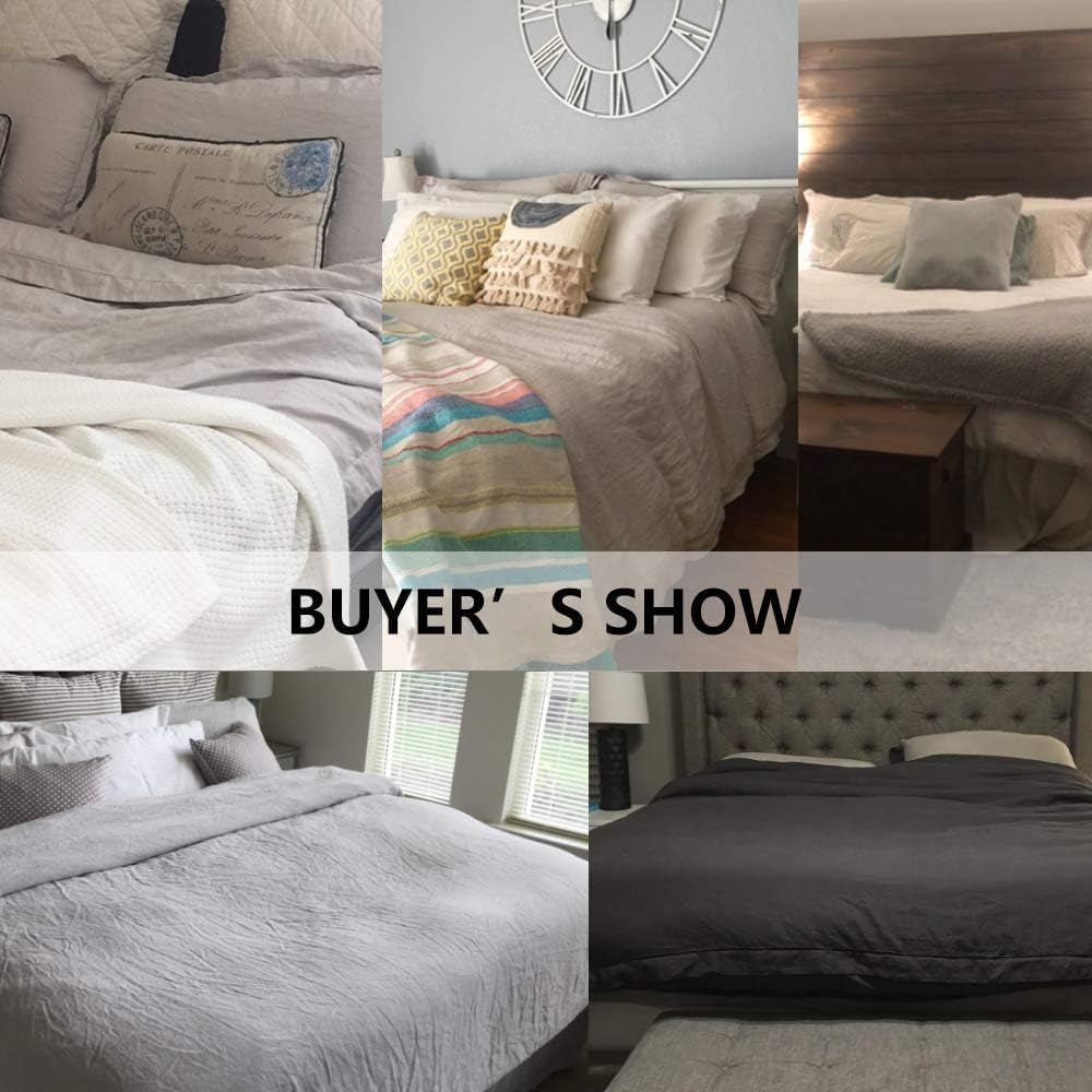 Simple&Opulence 100% French Linen Duvet Cover Set with Embroidered,3 Pcs Washed Soft Farmhouse Bedding Set with Button Closure,1 Comforter Cover and 2 Pillowshams(King,Natural Linen)