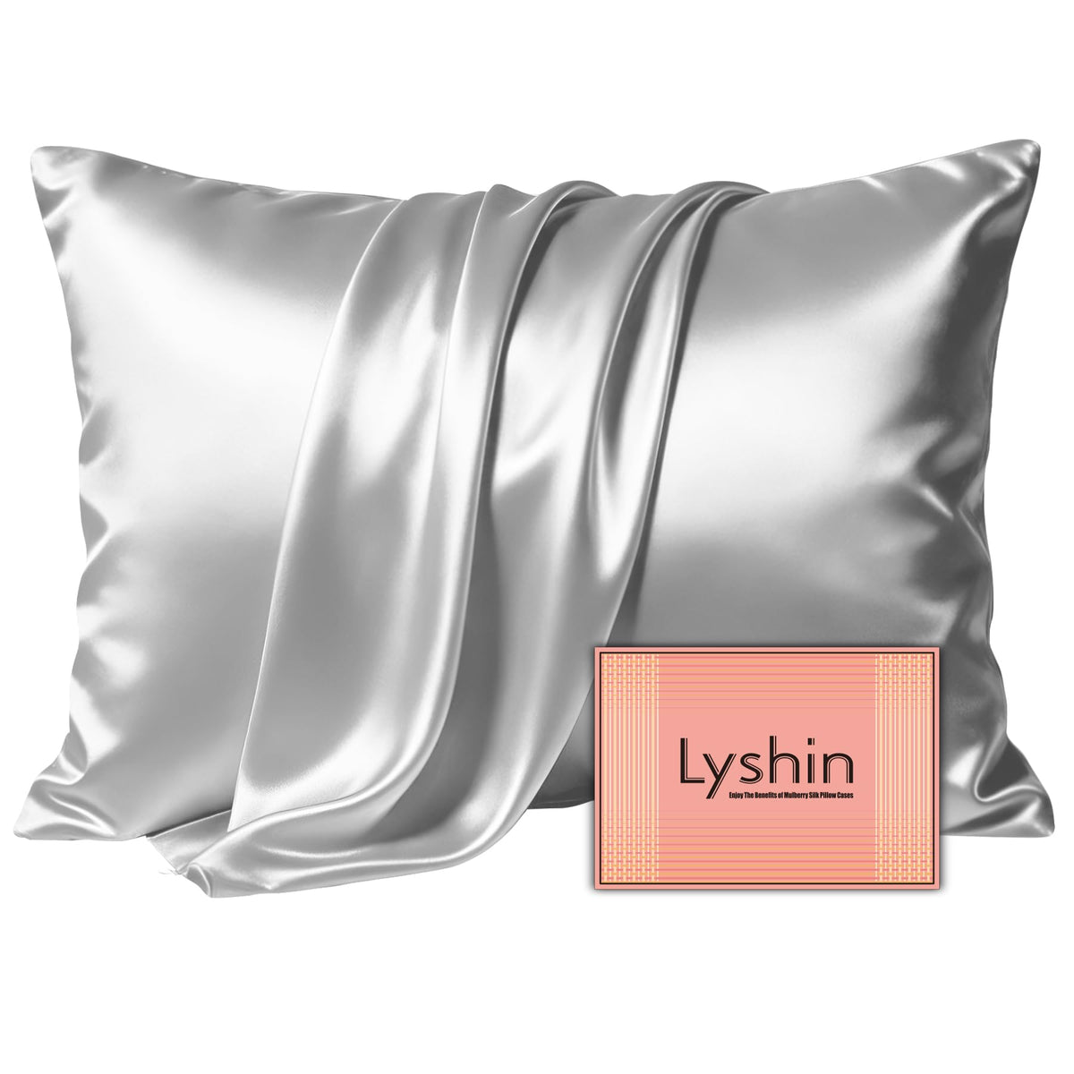 LYSHIN White Silk Pillow Cases Standard Size with Hidden Zipper
