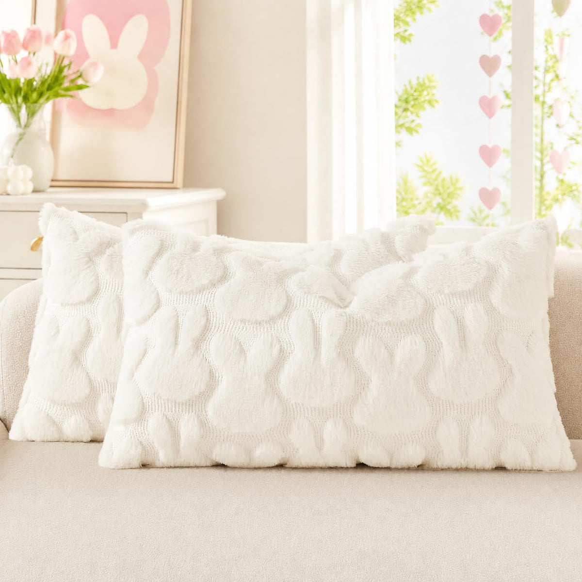 decorUhome Faux Fur Plush Soft Rust Throw Pillow Covers 18x18 Set of 2