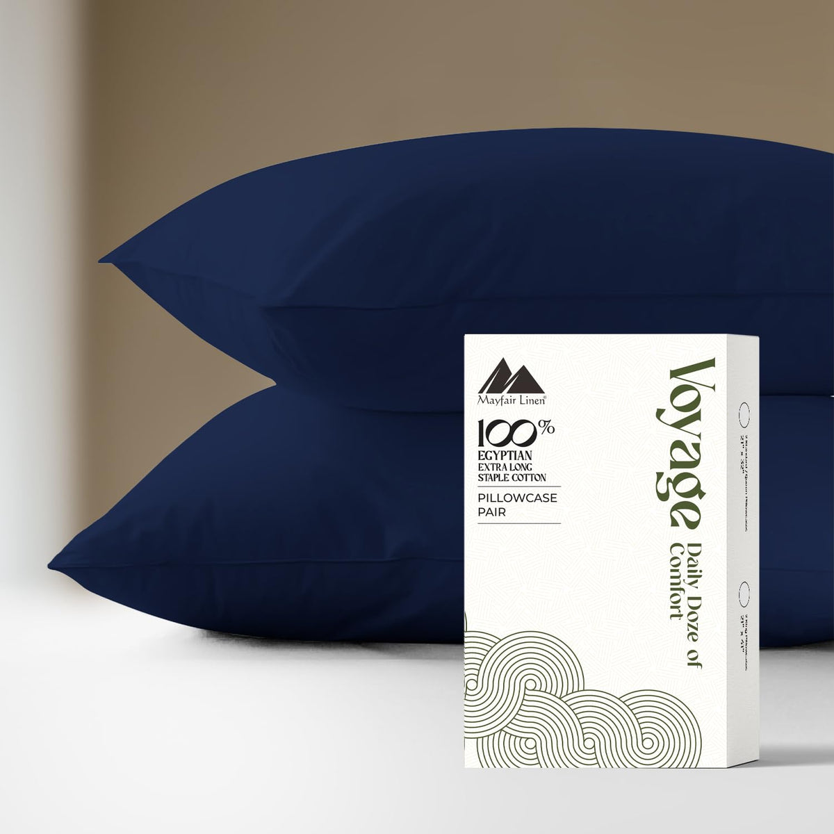 Mayfair Linen Pillow Cases Queen Size - Luxury 600 Series Egyptian Cotton Pillow Cases Queen Size Set of 2 (White), Soft, Cooling & Breathable Sateen Weave Hotel Pillowcovers - Voyage Collection