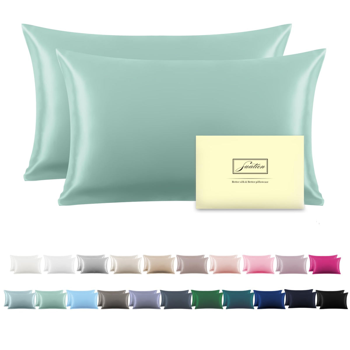 Mulberry Silk Pillowcase for Hair and Skin Standard Size 20"X 26" Pillow Case with Hidden Zipper Soft Breathable Smooth Cooling Silk Pillow Covers for Sleeping (Haze Blue,Standard,1Pcs)