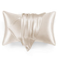 Love's cabin Satin Pillowcase Set of 2 Queen Size 20x30, Cooling Pillow Covers for Hair and Skin, Silky Smooth with Envelope Closure, Similar to Silk, Black
