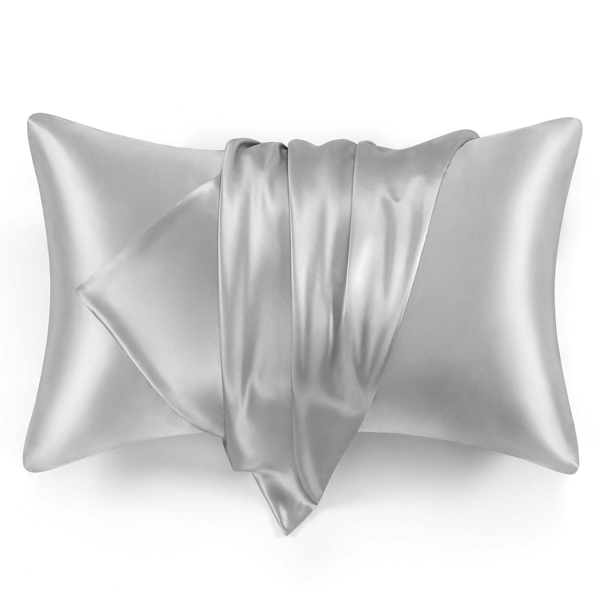 Love's cabin Satin Pillowcase Set of 2 Queen Size 20x30, Cooling Pillow Covers for Hair and Skin, Silky Smooth with Envelope Closure, Similar to Silk, Black