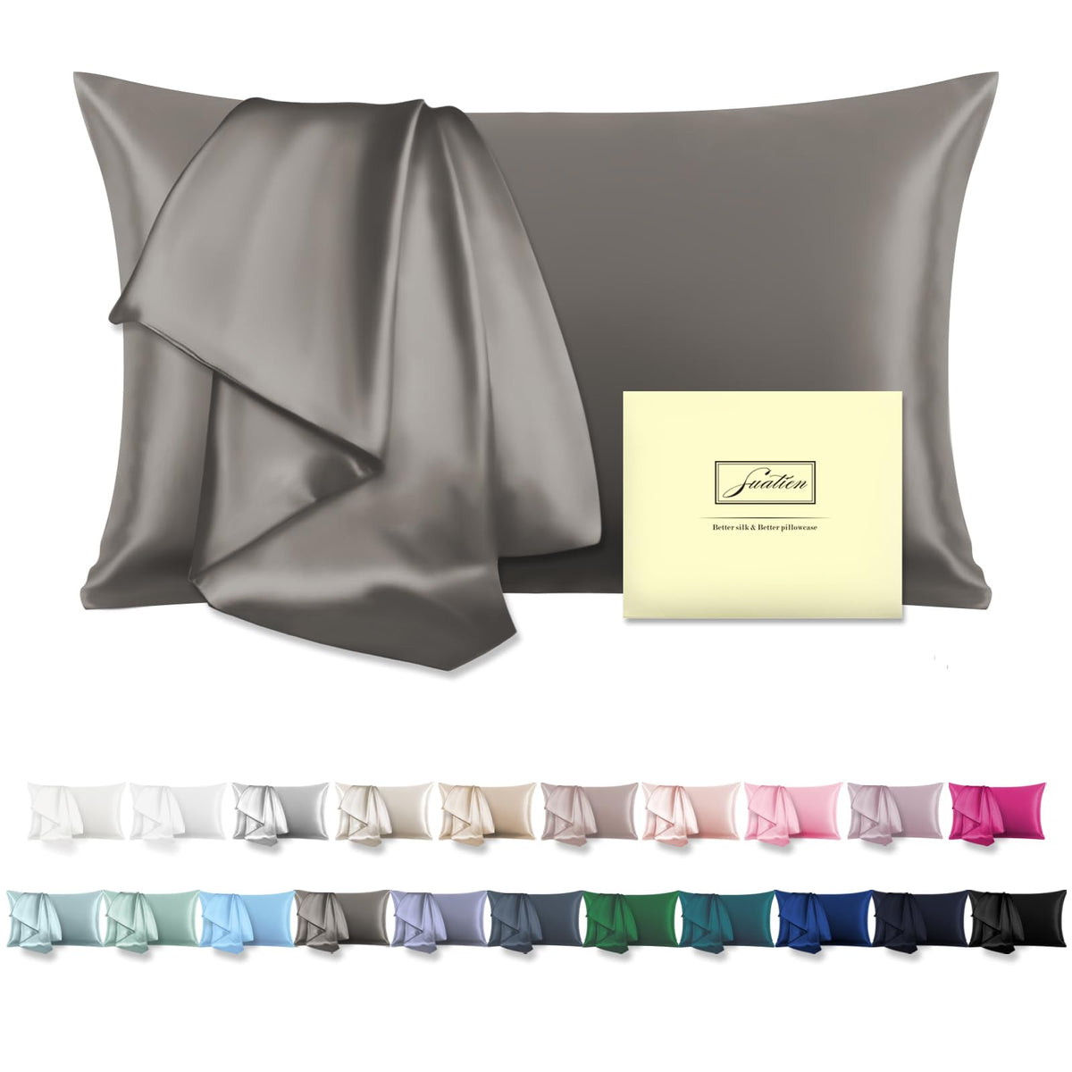 Mulberry Silk Pillowcase for Hair and Skin Standard Size 20"X 26" Pillow Case with Hidden Zipper Soft Breathable Smooth Cooling Silk Pillow Covers for Sleeping (Haze Blue,Standard,1Pcs)
