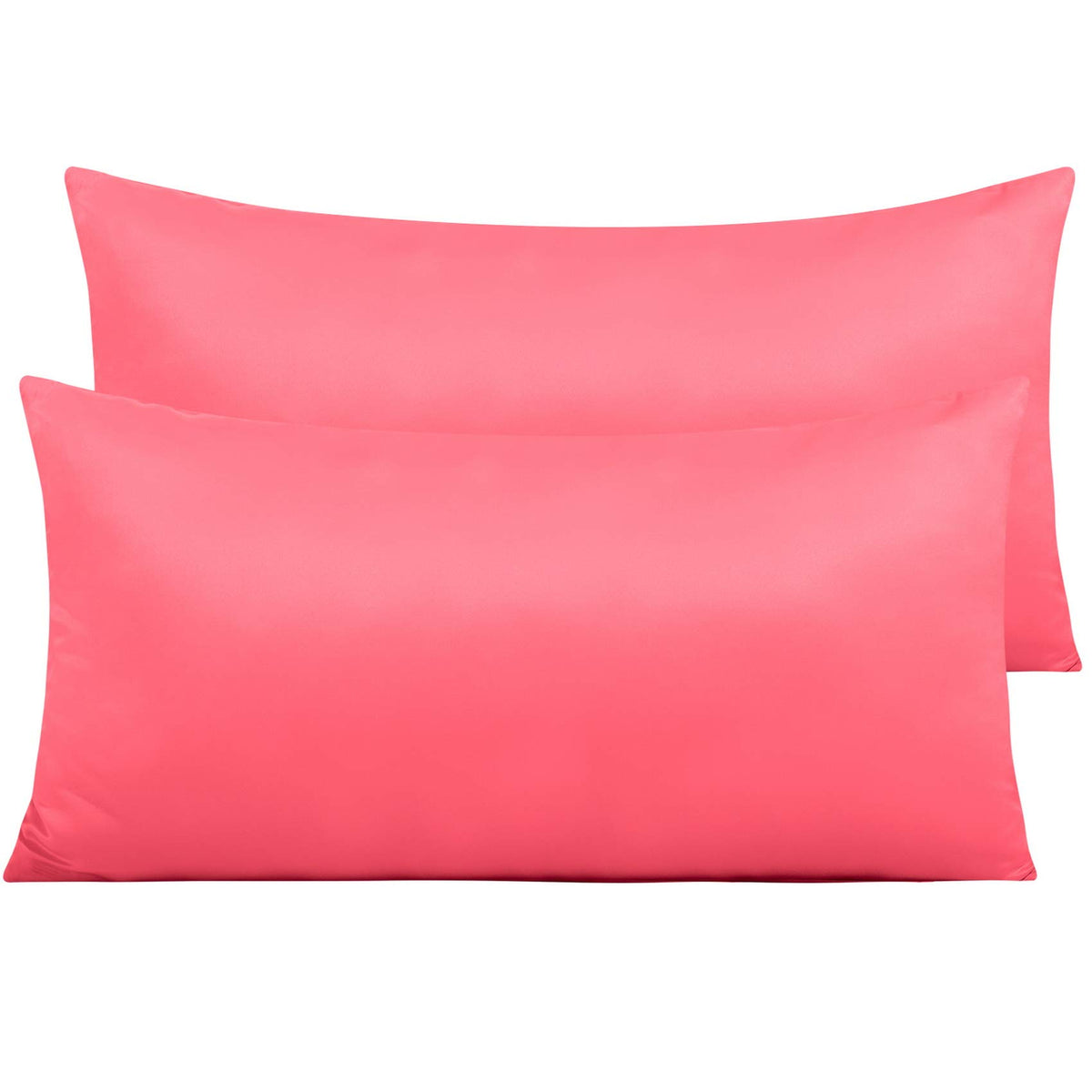 NTBAY Standard Satin Pillowcases, Set of 2, Zipper, Black