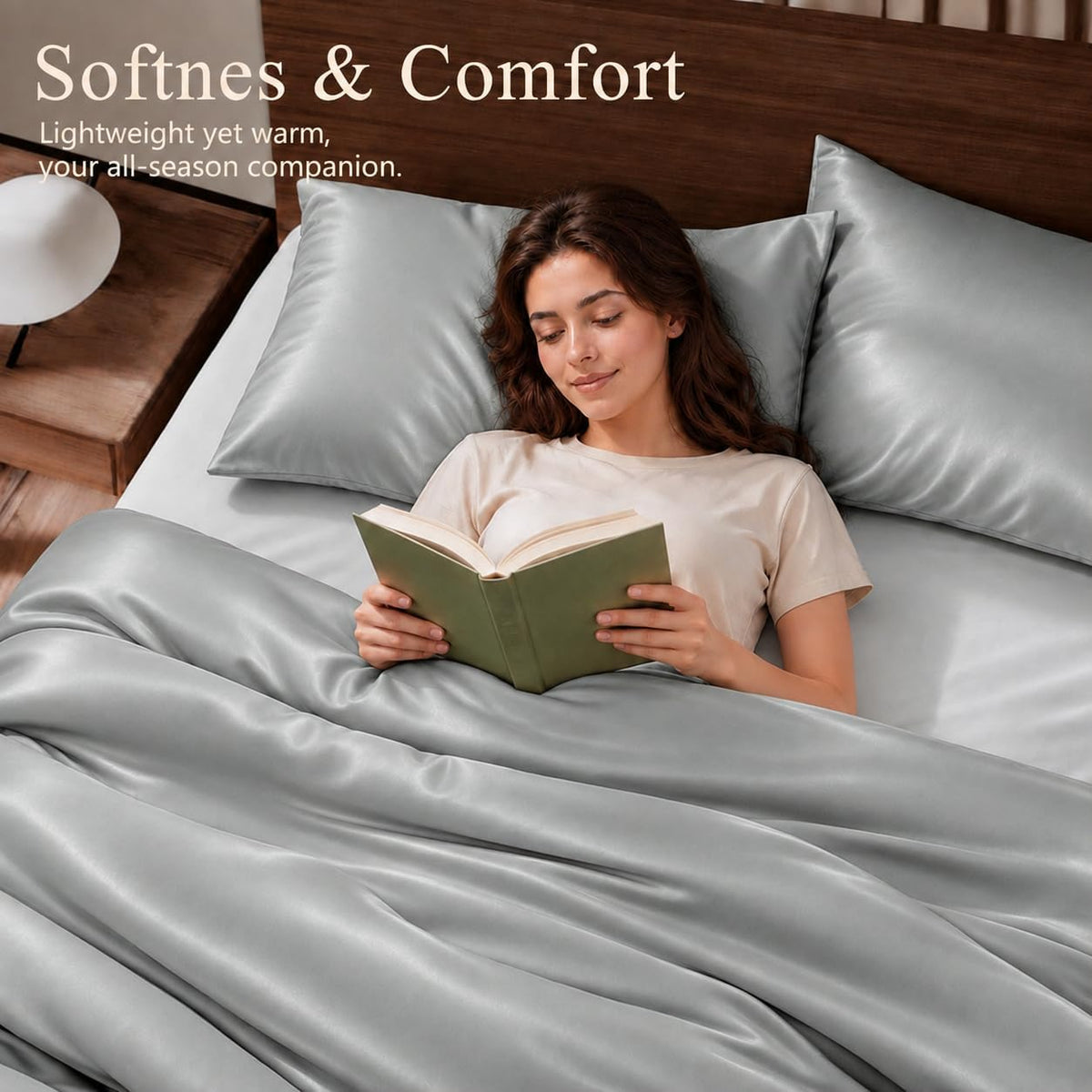 Queen Duvet Cover Set 3 Pieces, 100% Organic Viscose derived from Bamboo, Luxuriously Soft & Cooling, 1 Duvet Cover and 2 Pillowcases, 90" x 90"(Queen, Linen)