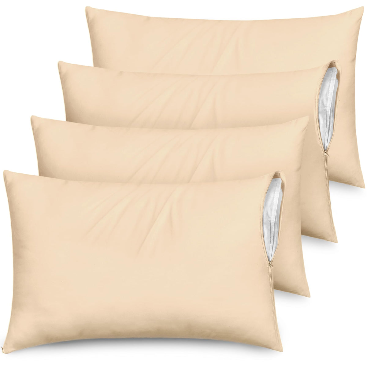 Ultra Soft Pillow Protectors with Zipper - Queen Size - Set of 2 - White