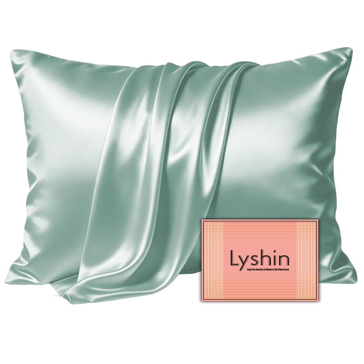 LYSHIN White Silk Pillow Cases Standard Size with Hidden Zipper