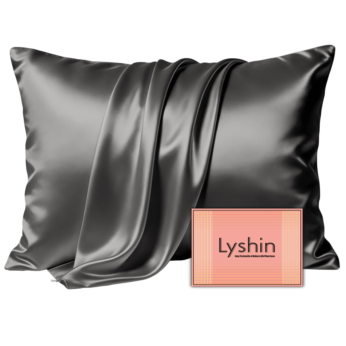 LYSHIN White Silk Pillow Cases Standard Size with Hidden Zipper