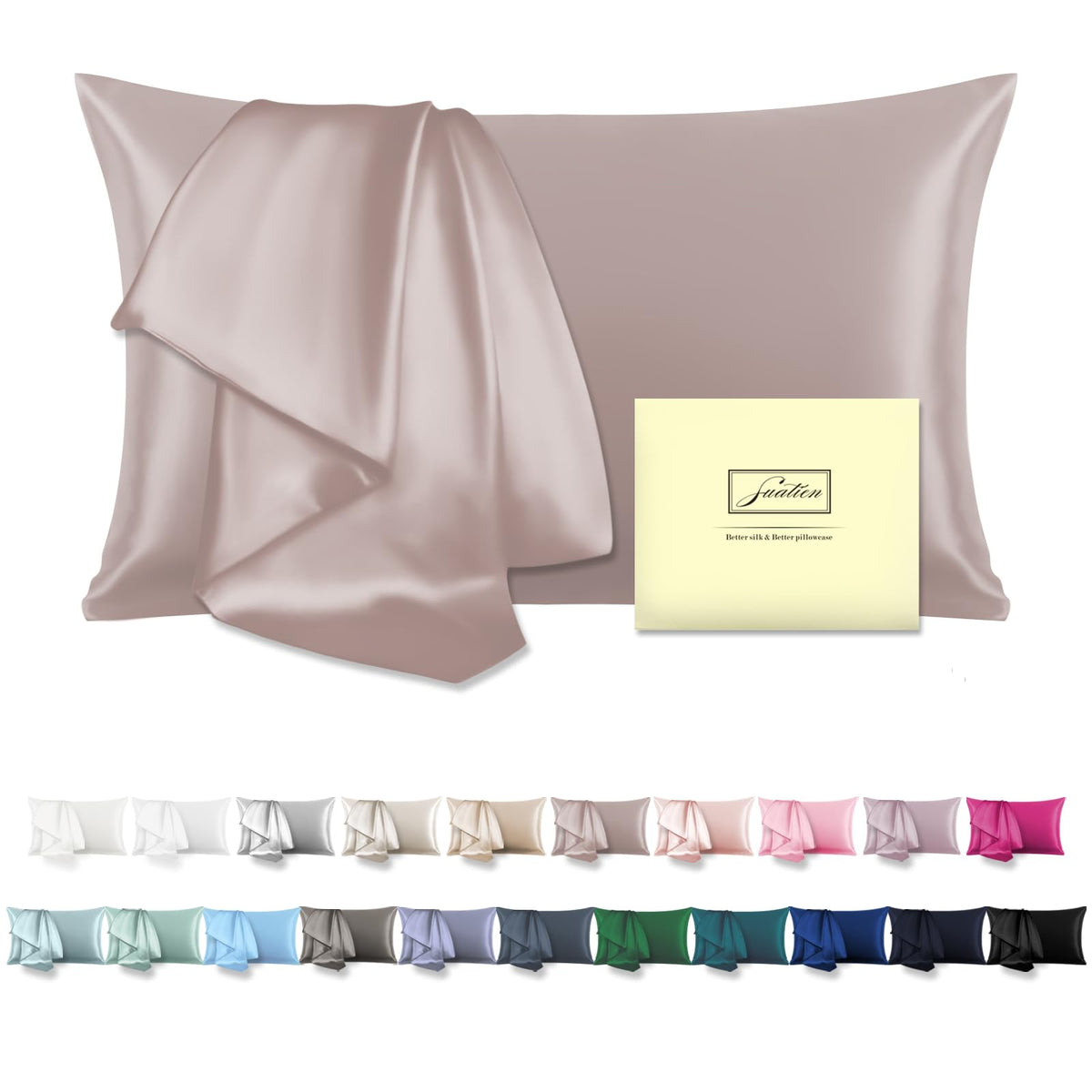 Mulberry Silk Pillowcase for Hair and Skin Standard Size 20"X 26" Pillow Case with Hidden Zipper Soft Breathable Smooth Cooling Silk Pillow Covers for Sleeping (Haze Blue,Standard,1Pcs)