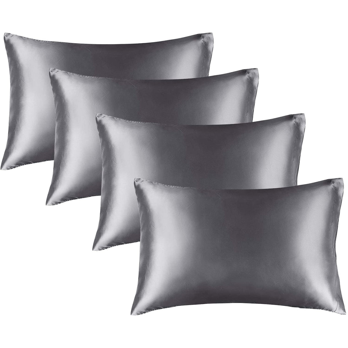 BEDELITE Satin Pillowcases, Queen Size 20x30 Inch, Dark Grey, Set of 2