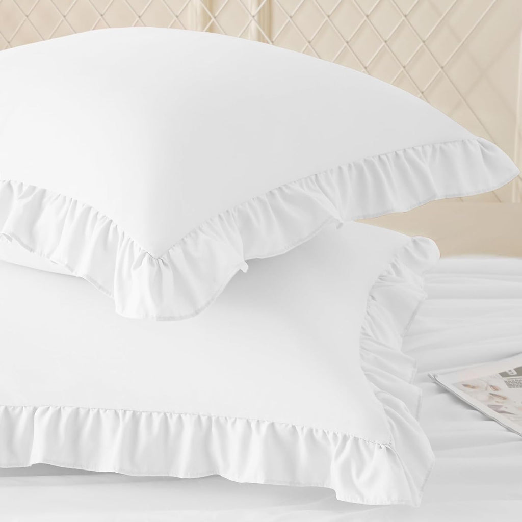 KKJIAF 2 Pack Ruffle Pillow Cases 18x18 Inches, White
