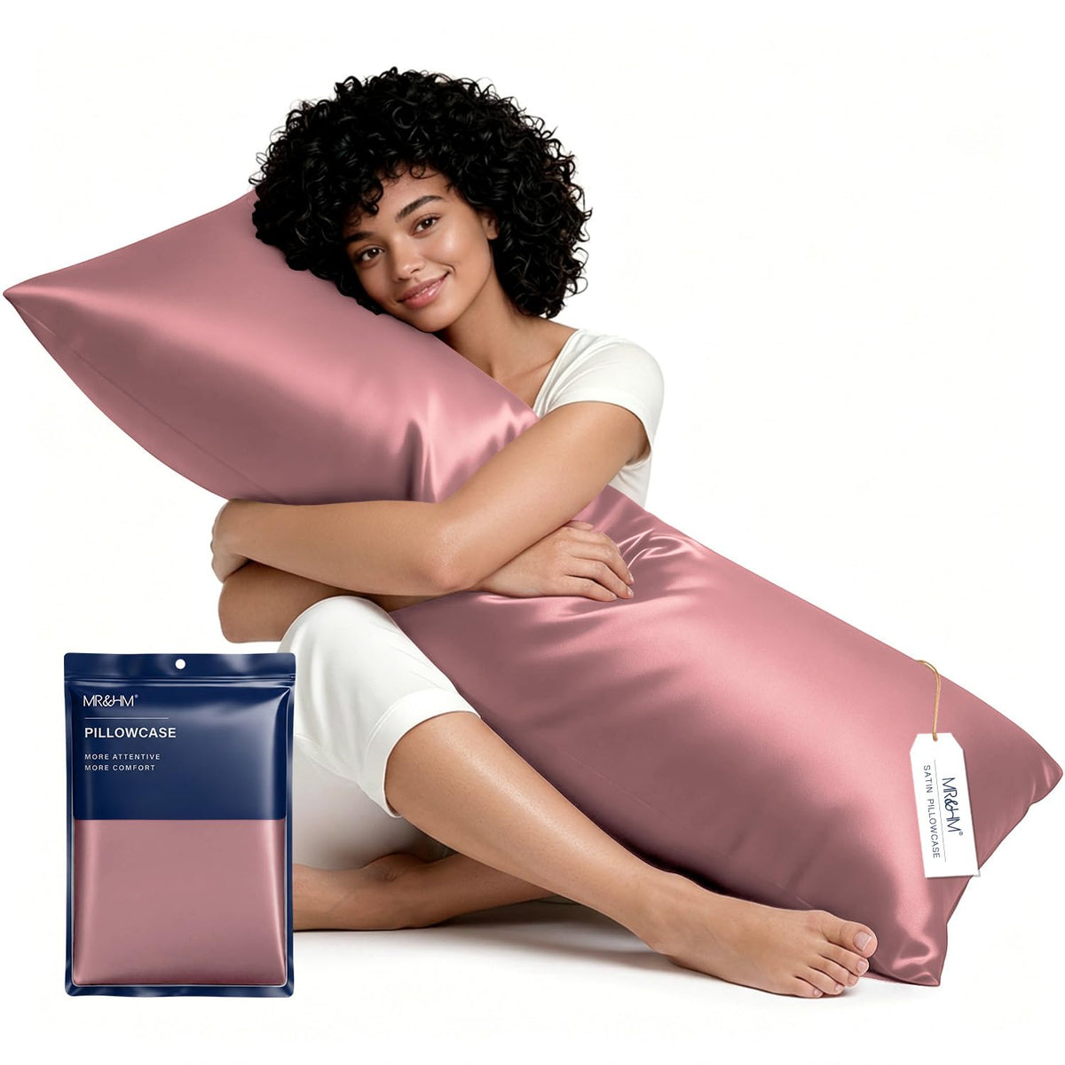 MR&HM Satin Pillowcase 2 Pack, Queen Size 20"x30", Black