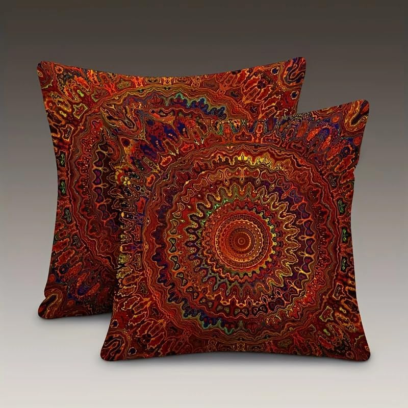 Decorative Throw Pillow Covers, Modern Abstract Brown Geometric Pattern, Set of 2，18x18 Pillows Linen Pillowcase，Modern Decorative Square Pillowcases for Sofa Couch Bedroom Living Room Car
