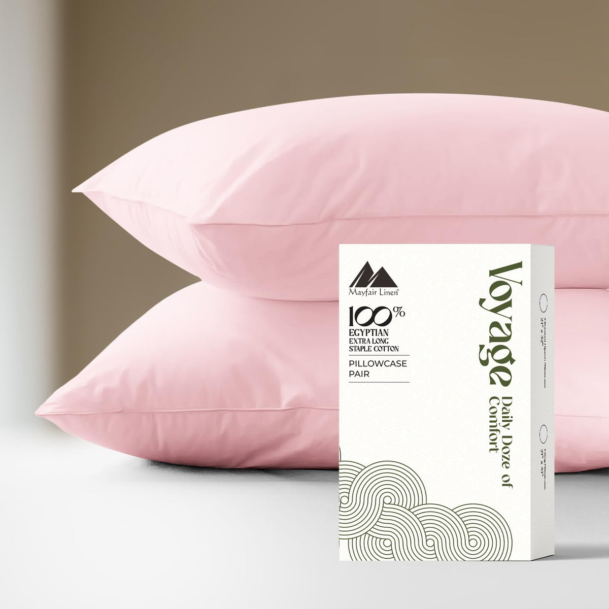 Mayfair Linen Pillow Cases Queen Size - Luxury 600 Series Egyptian Cotton Pillow Cases Queen Size Set of 2 (White), Soft, Cooling & Breathable Sateen Weave Hotel Pillowcovers - Voyage Collection