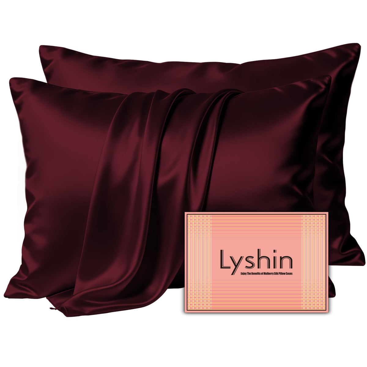 LYSHIN White Silk Pillow Cases Standard Size with Hidden Zipper