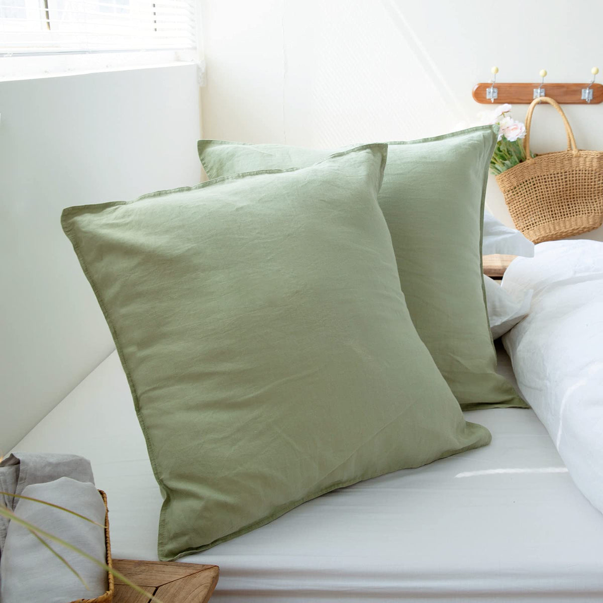 Simple&Opulence 100% Linen Duvet Cover Set 3pcs Basic Style Natural French Washed Flax Solid Color Soft Breathable Farmhouse Bedding with Button Closure - Linen, King