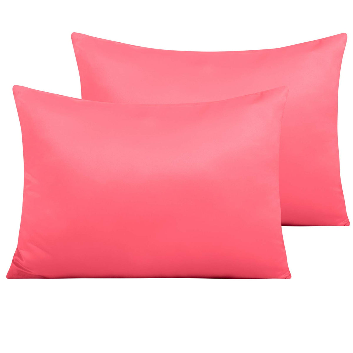 NTBAY Standard Satin Pillowcases, Set of 2, Zipper, Black
