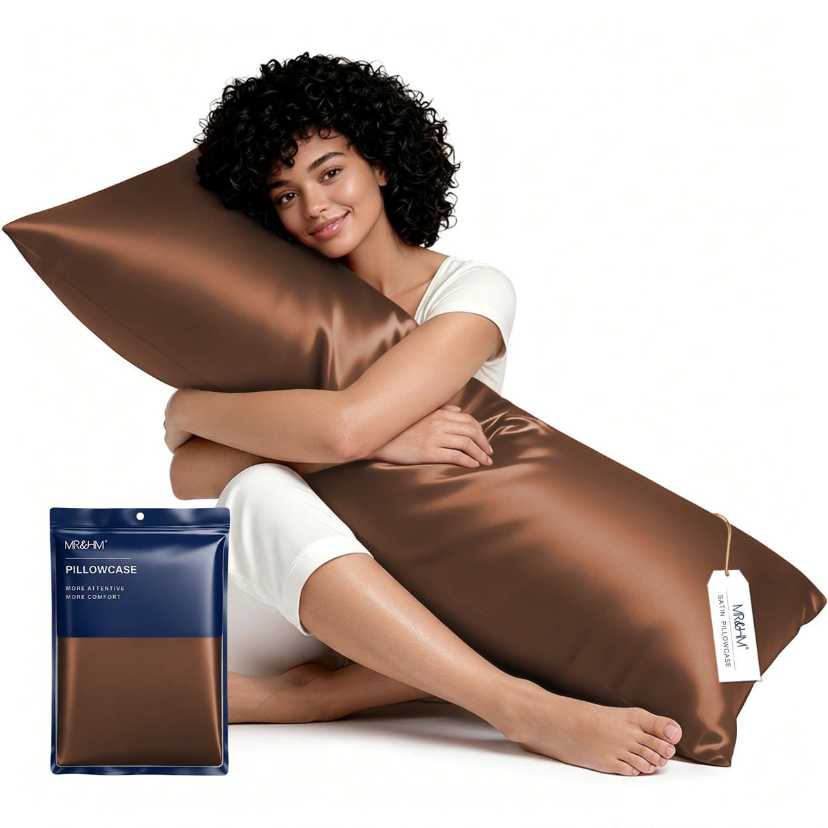 MR&HM Satin Pillowcase 2 Pack, Queen Size 20"x30", Black