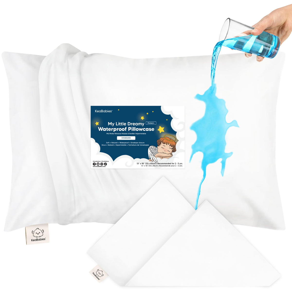 KeaBabies Toddler Pillowcase 13x18 Organic Cotton Cover, Soft White