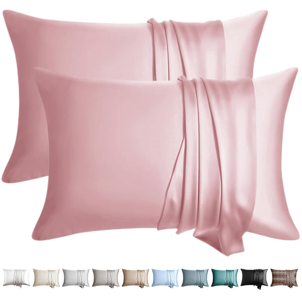 100% Silk Pillow Cases 2 Pack Queen Size Mulberry Silk Pillowcase for Hair and Skin Set of 2 Highest Grade 6A Silk Soft Breathable Cooling with Hidden Zipper, Grey