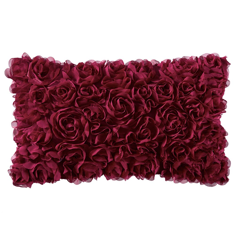 MIULEE Decorative Rose Flower Pillow Cover Pack of 1 Peach Pink 12x20 Inch